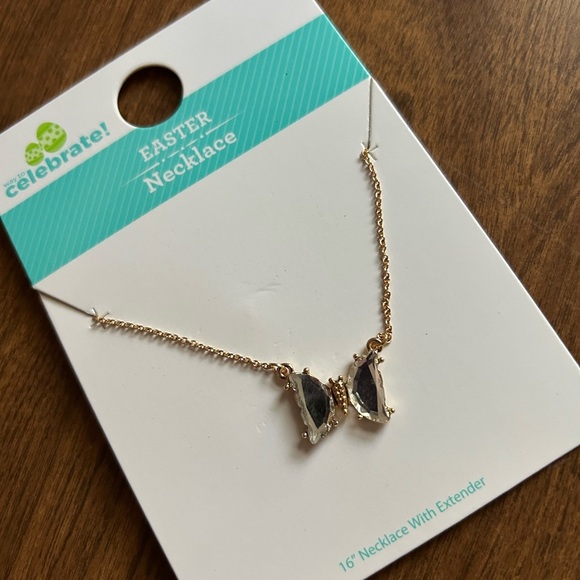 Gold and Silver bow butterfly ‎ Necklace - Picture 3 of 8